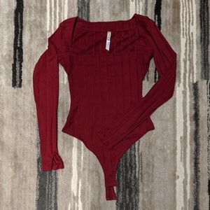 Free People Wine Bodysuit